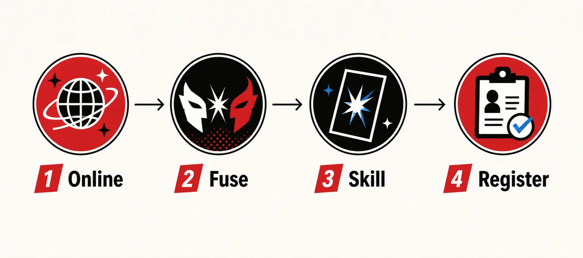 Four-step editorial flow for Persona 5 Royal Network Fusion planning